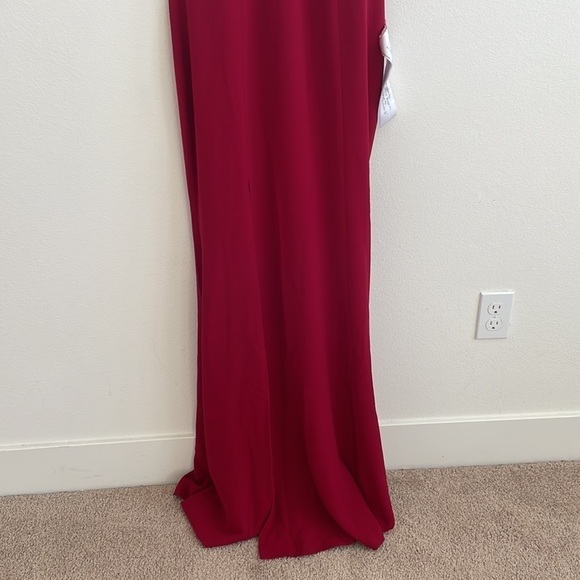 Dress the population Garnet Red Iris Side Slit Crepe Gown L NWT - Picture 6 of 9
